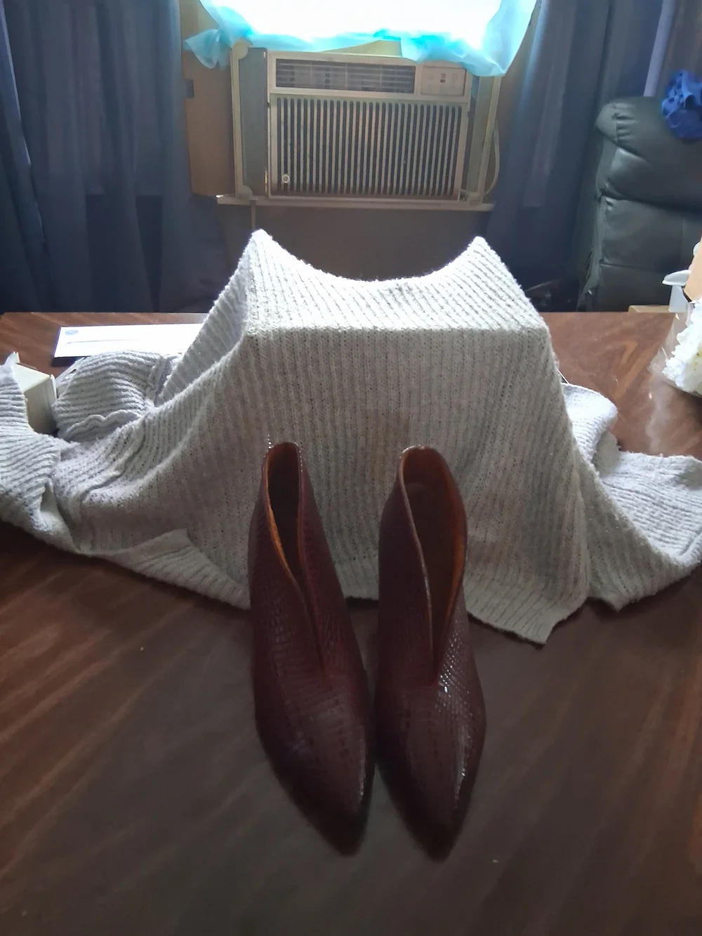 Burgundy Pointed-Toe Ankle Boots